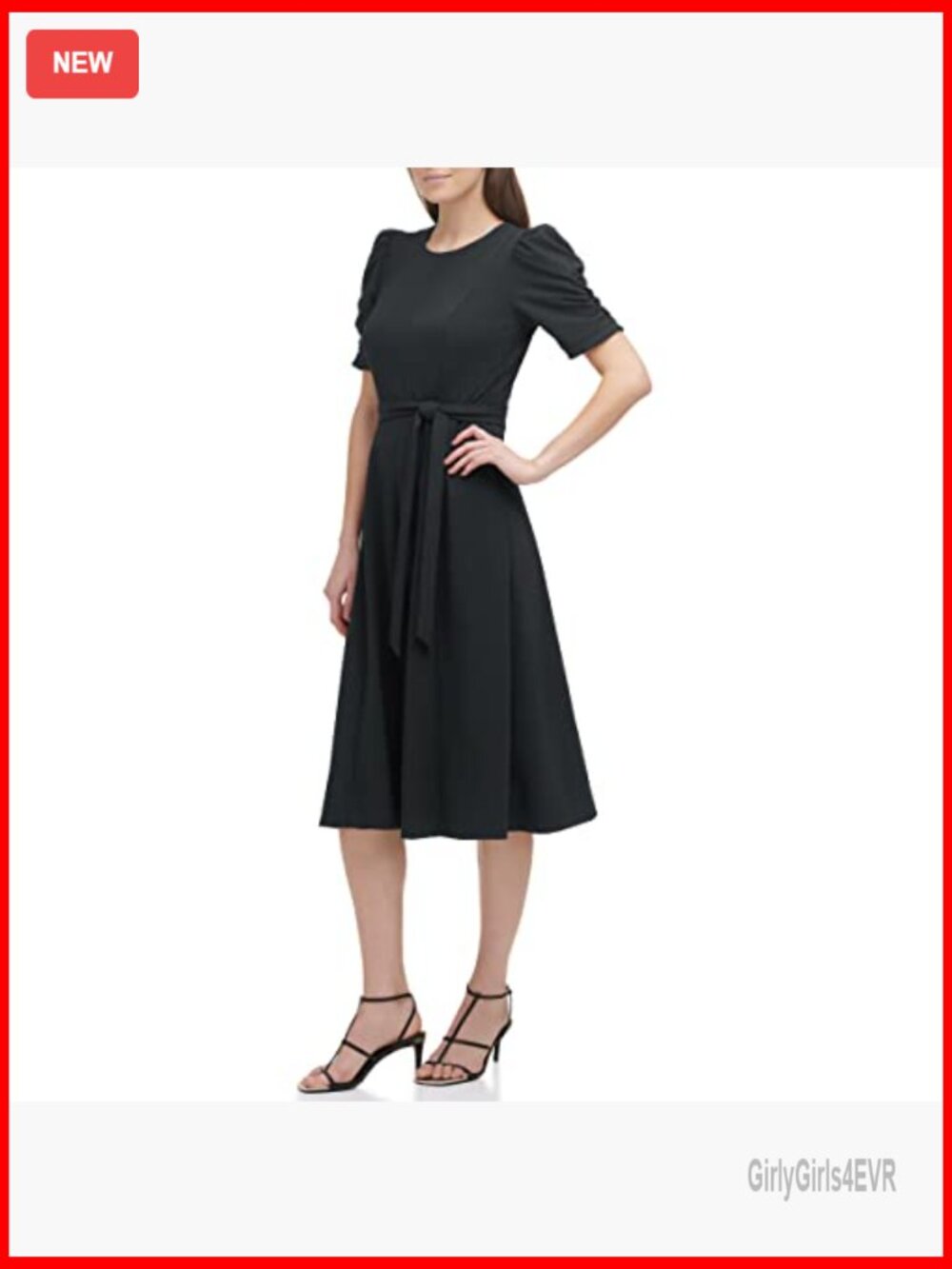 Jewel Neck Scuba Crepe Midi Dress - Fit and Flare - Picture 4 of 5